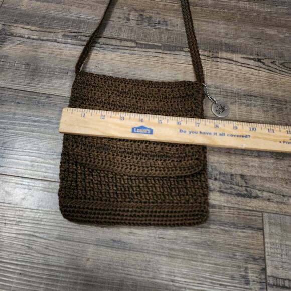 The Sak brown crocheted small cross body bag purse D - Picture 9 of 9